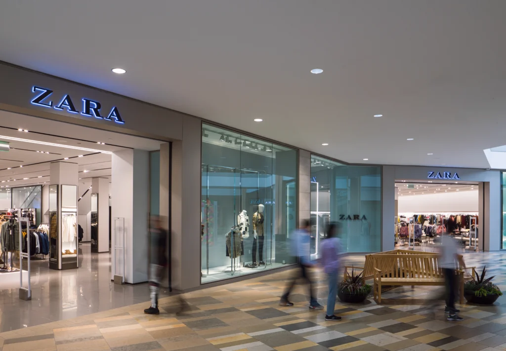 Outside Zara storefront.