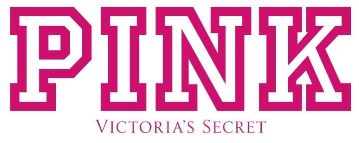 Pink Victoria's Secret logo.